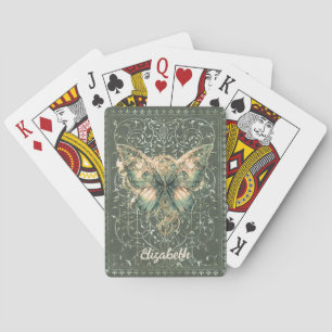 Fancy Grön Steampunk Fjäril Personlig Casinokort