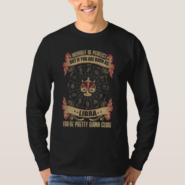 Fancy Libra October Zodiac Design T Shirt (Framsida)