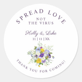 Fancy Lilac & Yellow Shades Floral Bouquet Wedding Runt Klistermärke