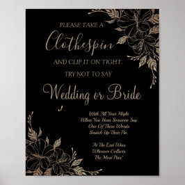 Fancy Lines klädnypa bröllopsdusch spelskylt Poster