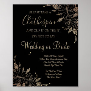 Fancy Lines klädnypa bröllopsdusch spelskylt Poster