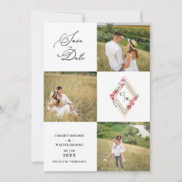 Fancy Modern Collage 3 Photos Wedding Couple Spara Datumet