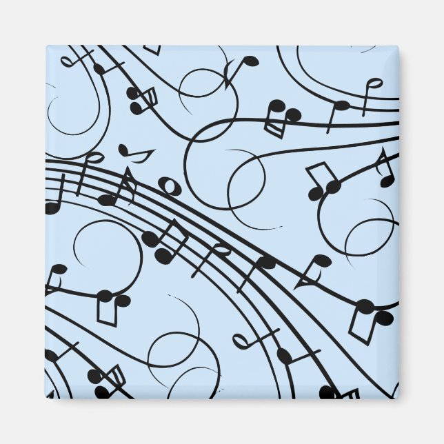 Fancy musiknoter blå magnet (Framsidan)