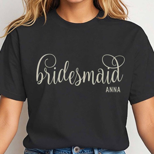 Fancy Off-White Script Bridesmaid Bachelorette T Shirt (Skapare uppladdad)