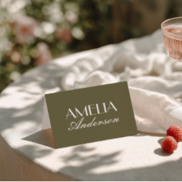 Fancy Olive Green Old Money Wedding Place Cards Bordsnummer