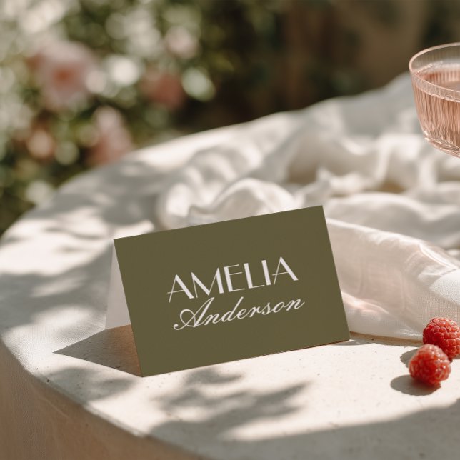 Fancy Olive Green Old Money Wedding Place Cards Bordsnummer (Skapare uppladdad)