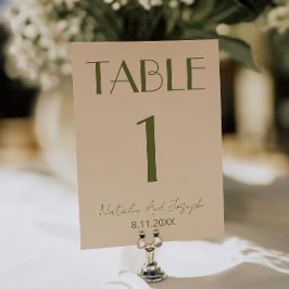  Fancy Olive Green Old Money Wedding Table Number Inbjudningar