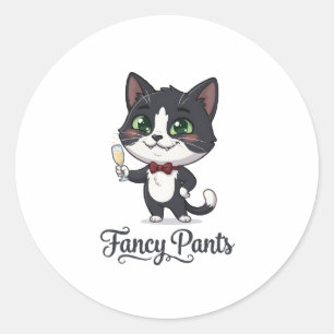 Fancy Pants Smokingkatt jublar Runt Klistermärke