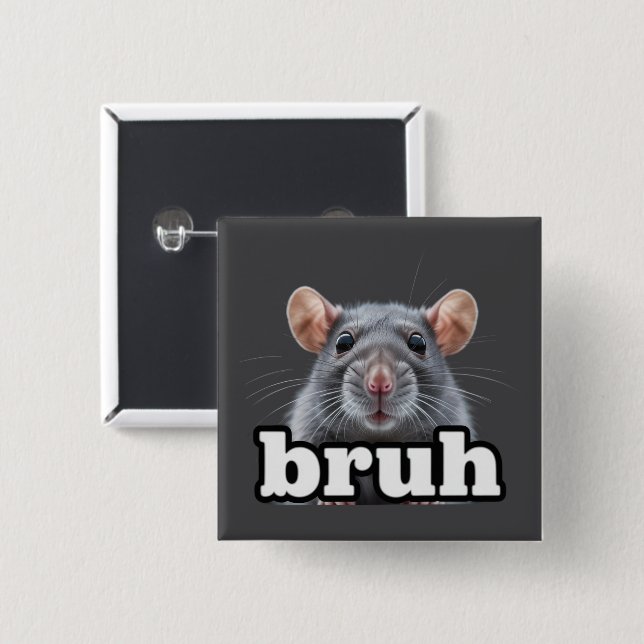 Fancy Rat Gnagare Ägare Meme Bruh Husdjur Råttälsk Knapp (Framsida & baksida)