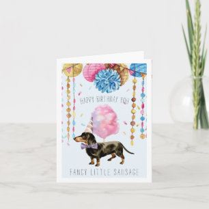 Fancy Sausage   Söt Dachshund Födelsedags Kort