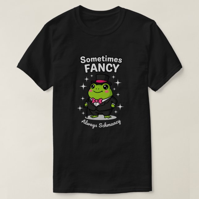 Fancy Schmancy Stilig Groda i Kostym och Hög Hatt T Shirt (Design framsida)