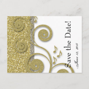 Fancy Silver Guld Spara Datum Meddelande Vykort