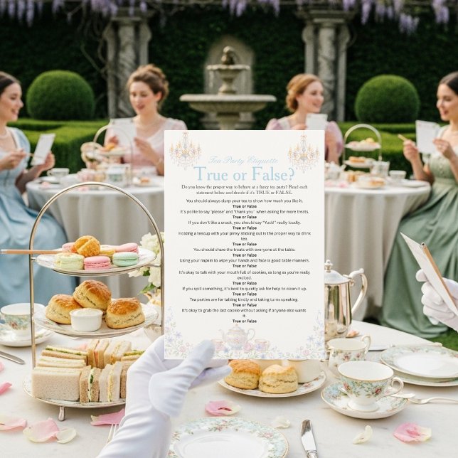 Fancy spelkort för teetikettsregler inbjudningar (Fancy Tea Etiquette Game Card)