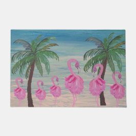 Fancyf flamingos and palm tres tropical