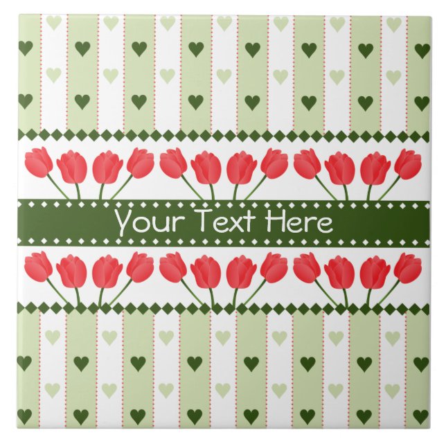 Fanelen Tulips & Hearts, anpassa Kakelplatta (Framsidan)