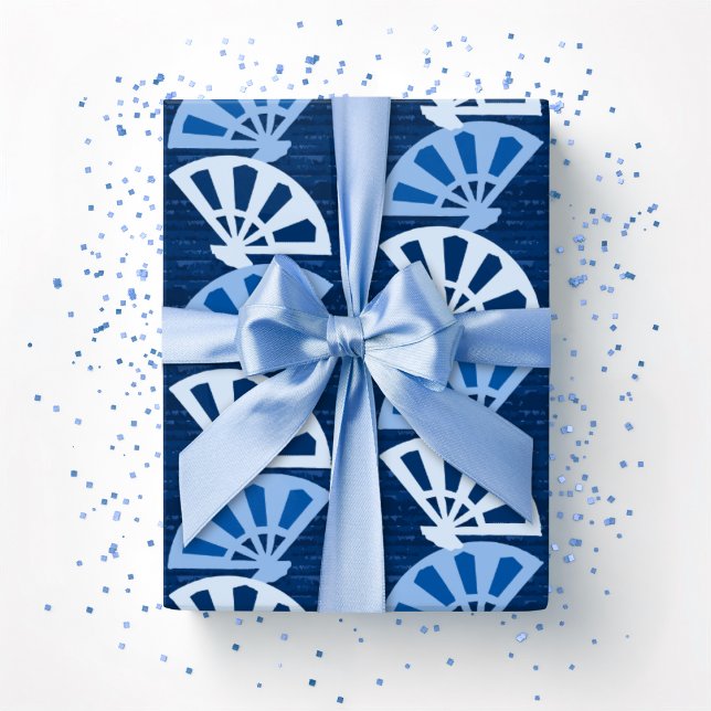 Fanfar randig i blå indigo presentpapper (Skapare uppladdad)