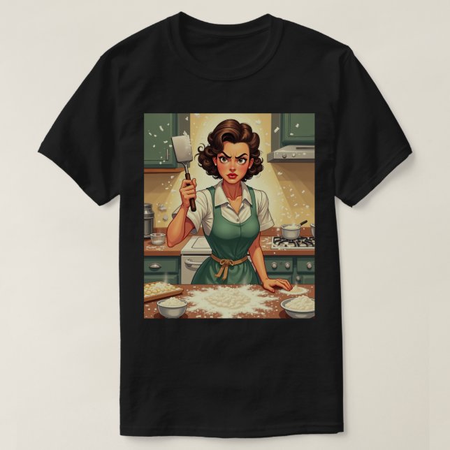 Fanförbannat Mamma Kökkollaps Matlagning Strid Rik T Shirt (Design framsida)