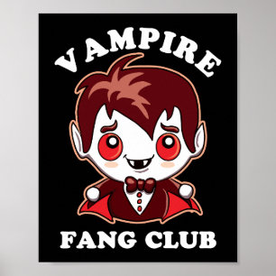 Fang Klubb Funny Pun och Cute Vampire Poster