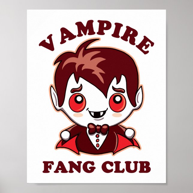 Fang Klubb | Funny Pun och Cute Vampire Poster (Framsidan)