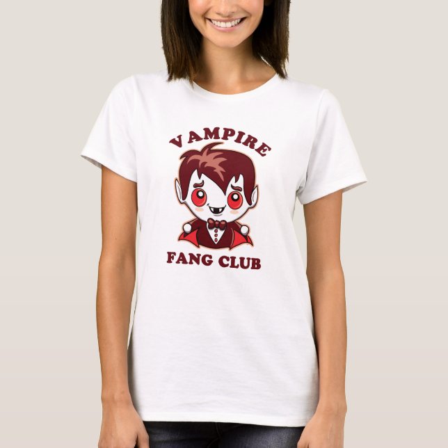 Fang Klubb | Funny Pun och Cute Vampire T Shirt (Framsida)