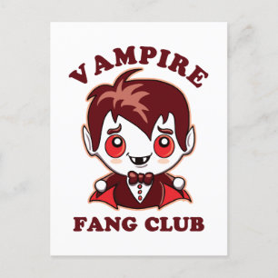 Fang Klubb Funny Pun och Cute Vampire Vykort