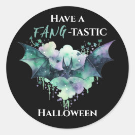Fang-Tastic Halloween Fladdermus Runt Klistermärke