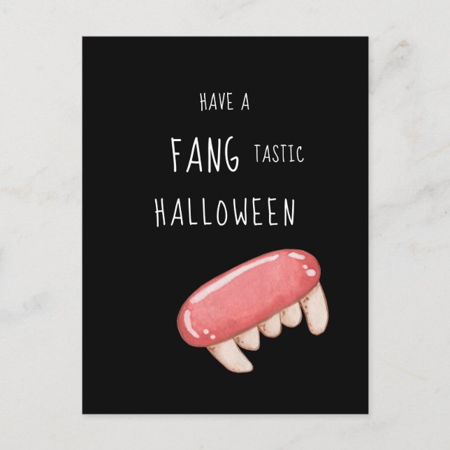Fang-tastic Halloween | Spooky Vampire Fangs Helg Vykort (Framsida)