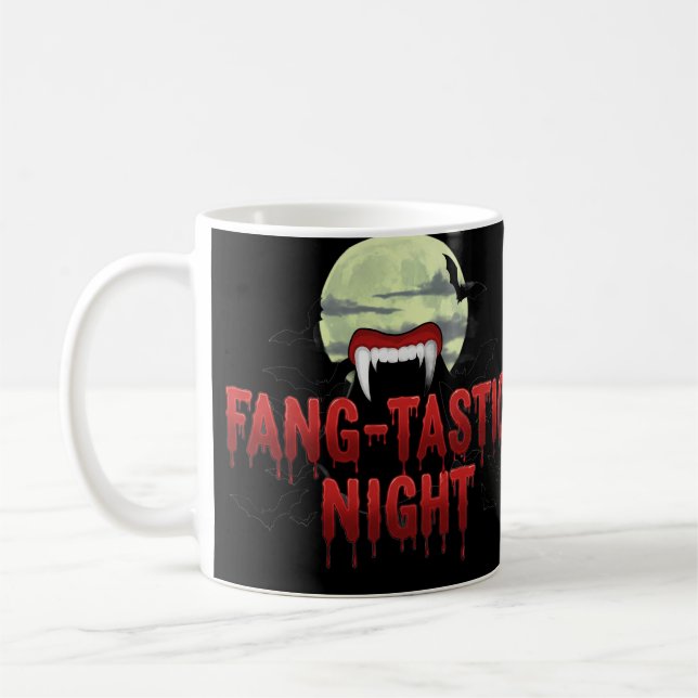 Fang-tastic Night - Vampire Fangs & Fladdermus Hal Kaffemugg (Vänster)
