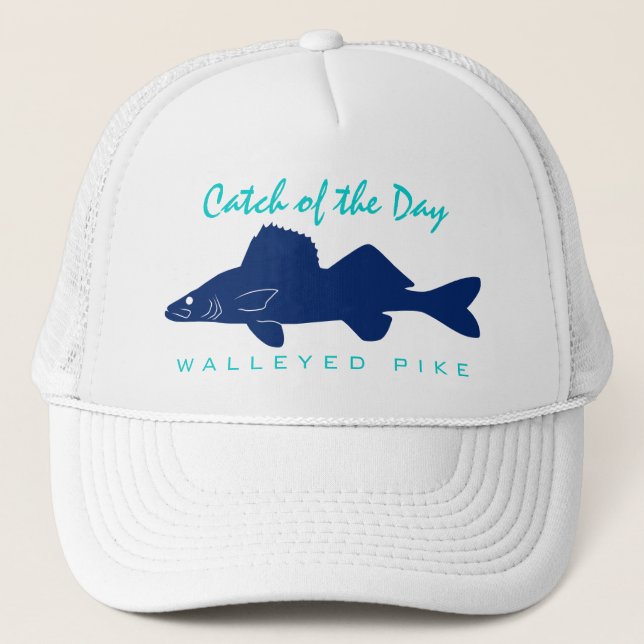 Fånga av dagen - Walleyed Pike fiskehatt Truckerkeps (Framsida)