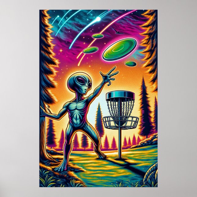 Fånga bryggan | Alien Disk Golf Poster (Framsidan)
