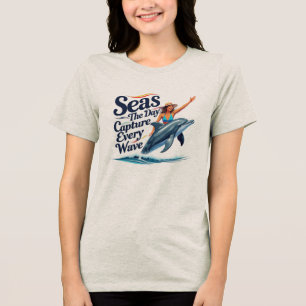 Fånga dagen – Fånga varje våg Modig delfin T Shirt