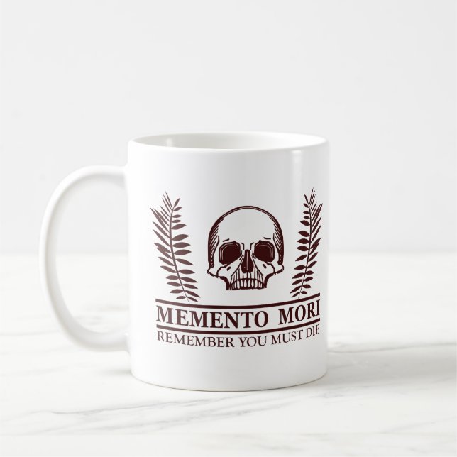 Fånga dagen Memento Mori dödskalle Kaffemugg (Vänster)