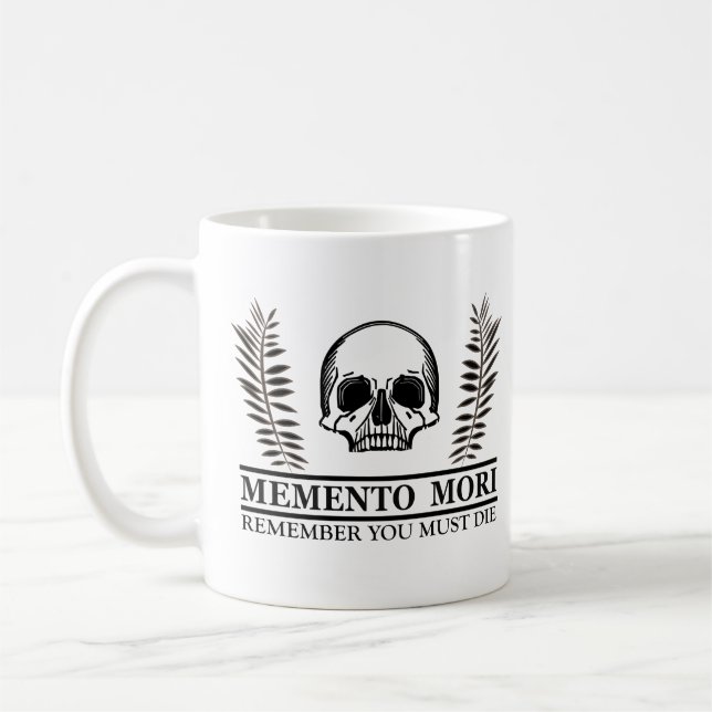 Fånga dagen Memento Mori dödskalle Kaffemugg (Vänster)