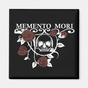 Fånga Dagen - Röda Rosor - Memento Mori Dödskalle Magnet