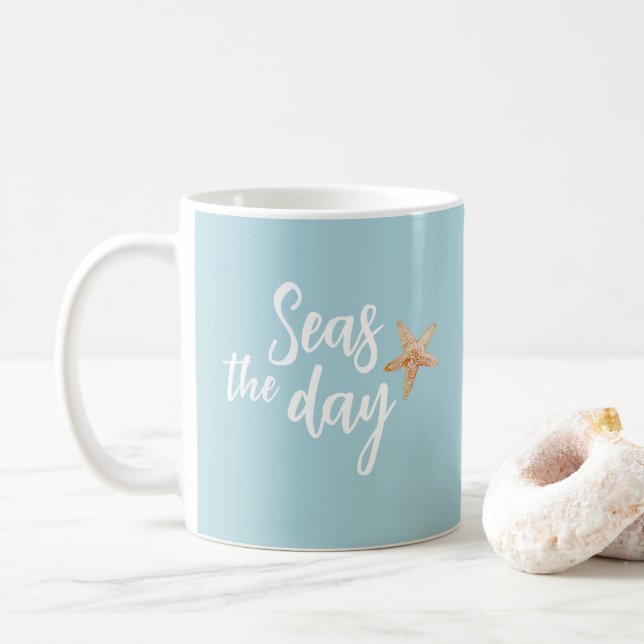 Fånga Dagen Sjöstjärna Strand Kaffemugg (Med munk)