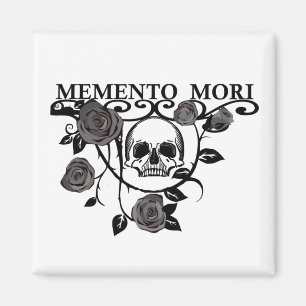 Fånga dagen - Svarta rosor - Memento Mori Döskalle Magnet