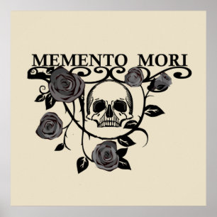 Fånga dagen - Svarta rosor - Memento Mori Döskalle Poster