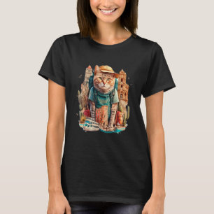 Fånga dina äventyr med Tourist Cat-design T Shirt