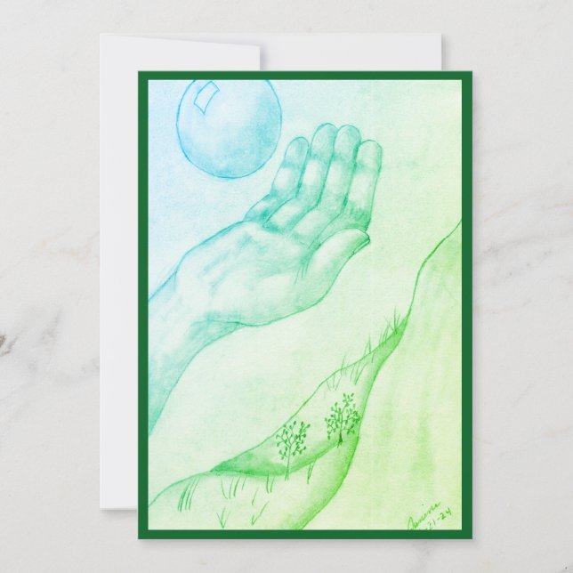 Fånga eller rosa? - Platt Grönt Inbjudningar (Framsida)