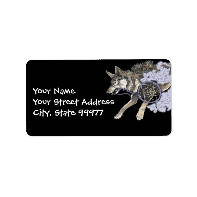 Fånga en Dream-, Dreamcatcher-Varg~-adressetikette Adressetikett (Framsidan)