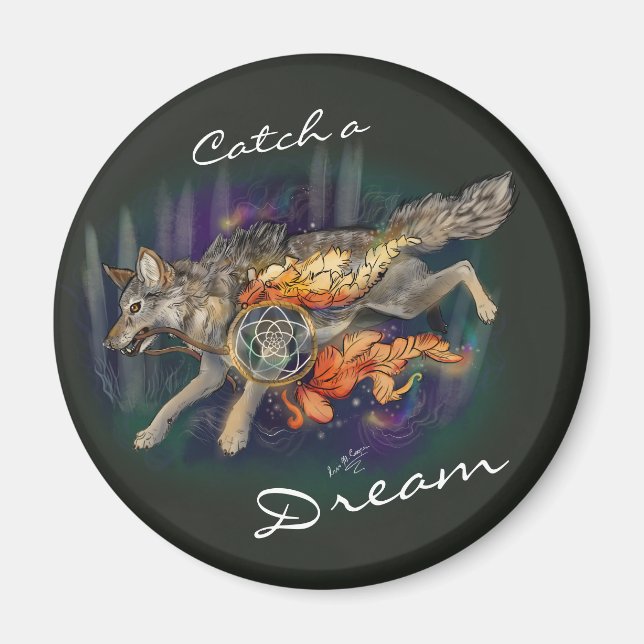 Fånga en dröm, Dreamcatcher Wolf~Magnets Magnet (Framsidan)