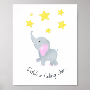 Fånga en sjunkande stjärna Elephant Nursery Wall A Poster