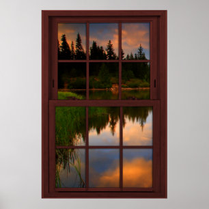 Fånga fönsterbild med reflektionscen Sjö Poster