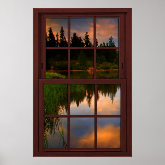 Fånga fönsterbild med reflektionscen Sjö Poster (Framsidan)