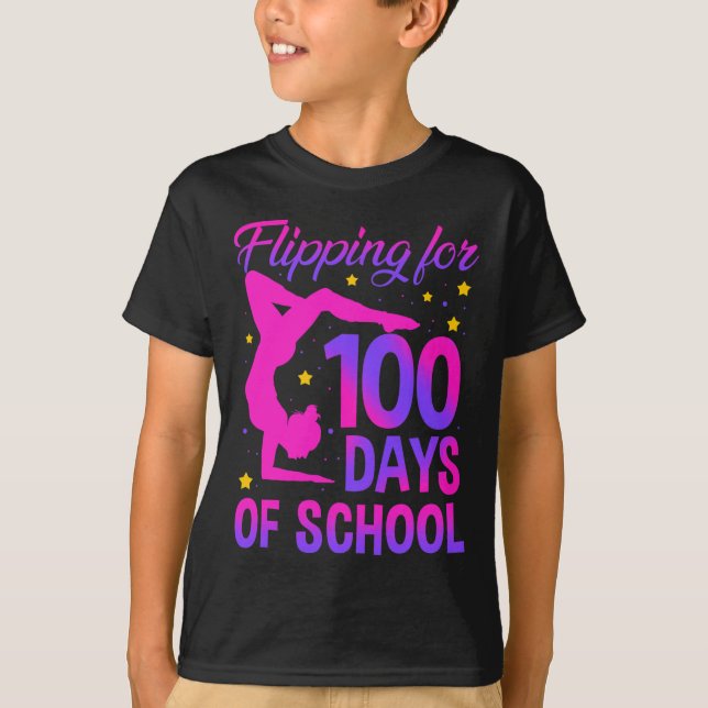 Fånga i 100 dagar av skolGymnastikgymnast T Shirt (Framsida)