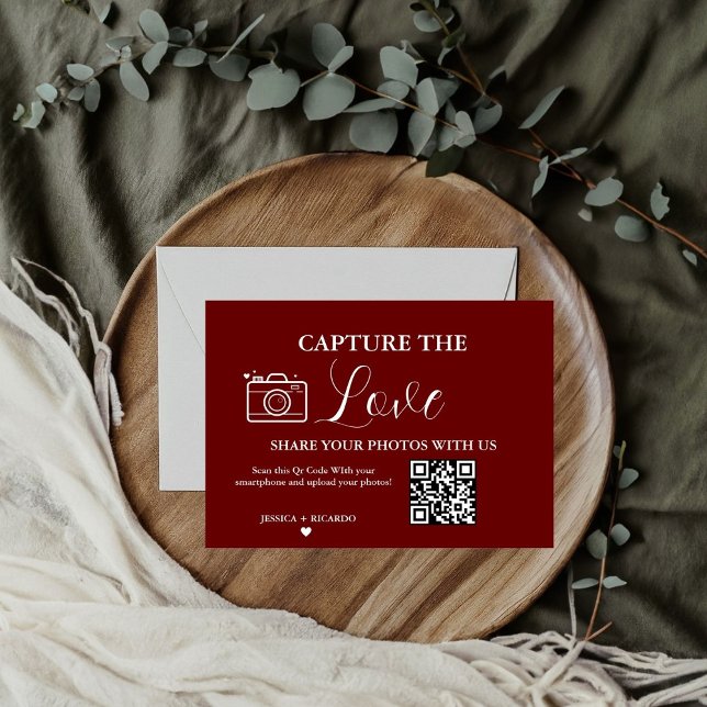 Fånga Kärlek Bröllops QR-kod Fotokort Inbjudningar (Skapare uppladdad)