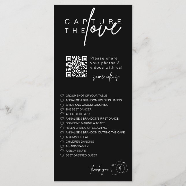 Fånga Kärlek QR CODE-fotodelningskortet Meny (Framsida)