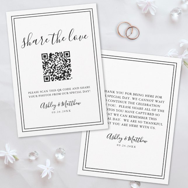 Fånga Kärleken Foto Delning QR-kod Bröllop Tilläggskort (Capture The Love Photo Share QR Code Wedding Enclosure Card)