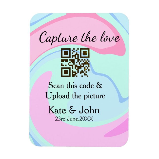 Fånga kärleken lägg till QR-skanning marmor rosa b Magnet (Vertikal)