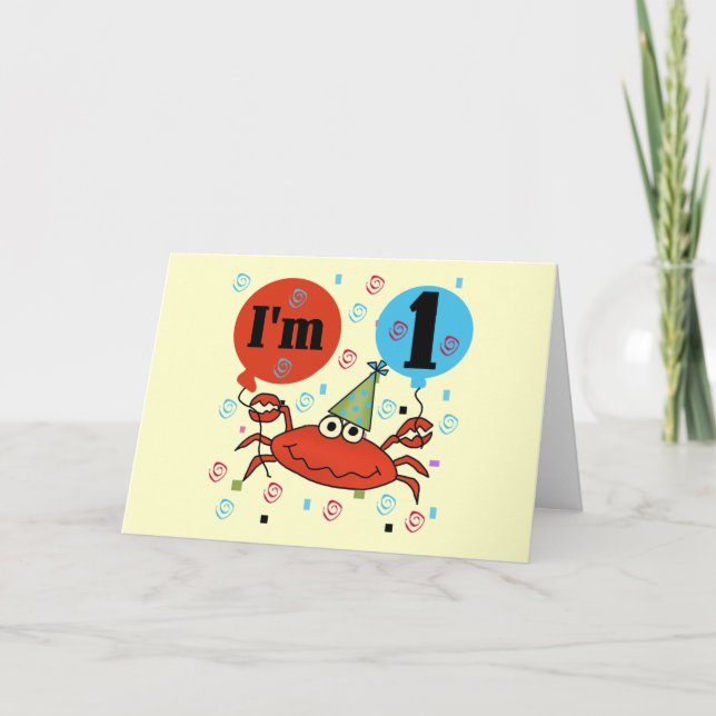 Fånga krabbor 1st födelsedagTshirts och Gfits Kort (Framsida)